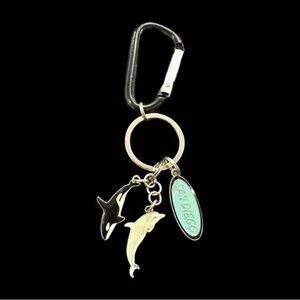 Vintage San Diego Dolphin & Orca Keychain With Carabiner Clip